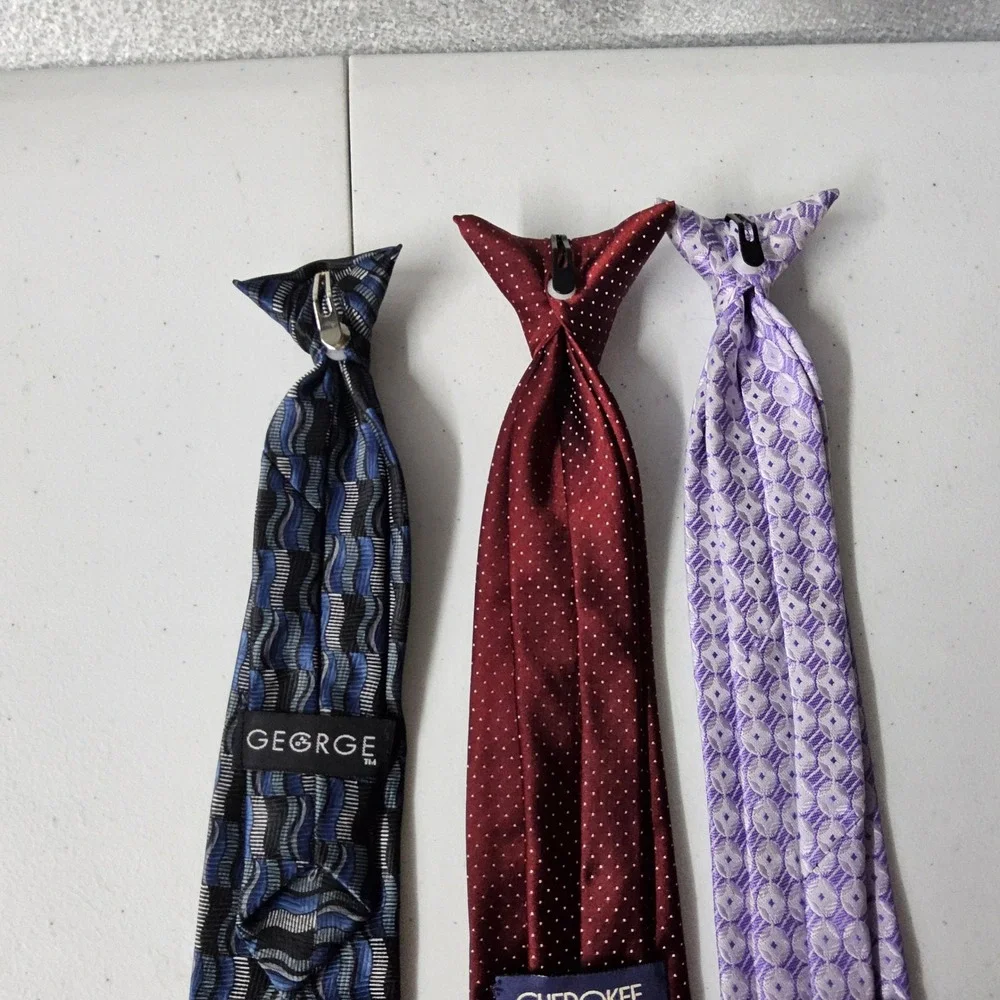 George Cherokee‎ Clip On Ties Lot 3 Kids Boys Neckties Patterned Formal